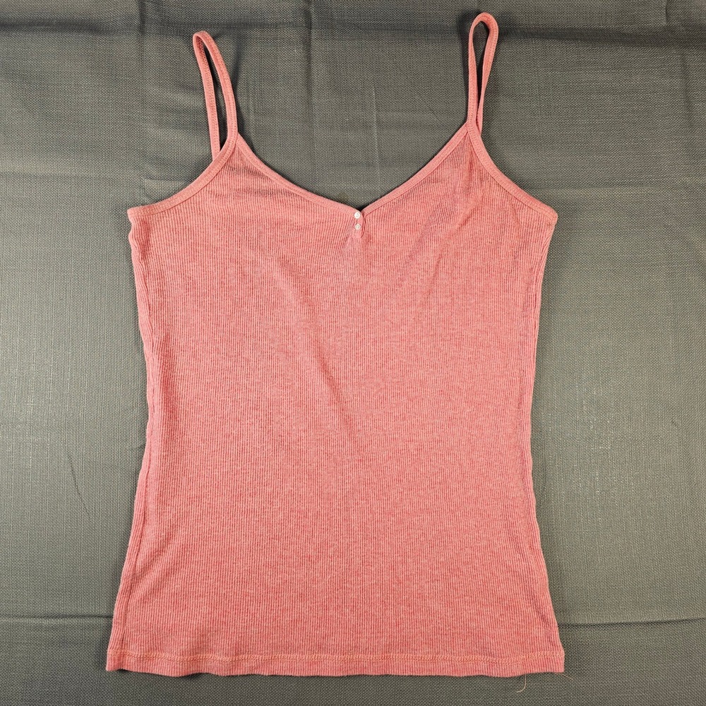 ENERGIE Womens Ribbed Knit Cami Tank Top Coral Pink V-Neck Size S